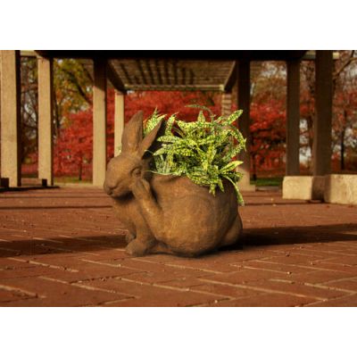 Bunny Pot Scratching - Fiber Stone Resin - Indoor/Outdoor Statue -  - FS8710