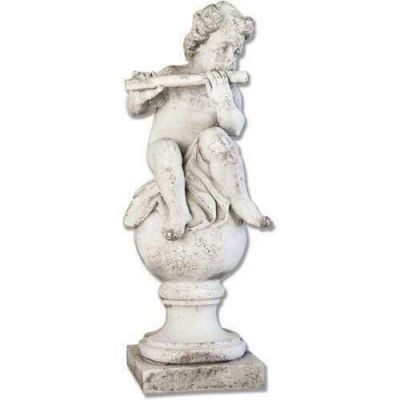 Cherub On Finial Flute Fiber Stone Resin Indoor/Outdoor Garden Statue -  - FSDS164