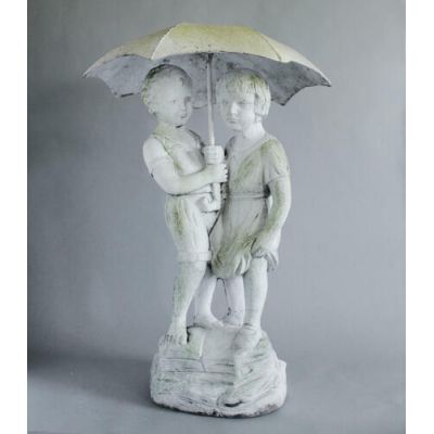 Children w/Umbrella Fiber Stone Resin Indoor/Outdoor Statue/Sculpture -  - FS0122