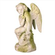 Como Cherub Bird w/Wings 33in. - Fiber Stone Resin - Outdoor Statue