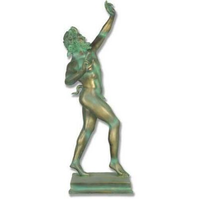 Dancing Faunus 31in. Green Bronze Fiberglass In/Outdoor Statue -  - F6173A