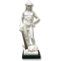 David By Donatello 11in. High - Carrara Marble Indoor Statue