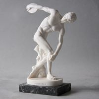Discus Thrower 9in. - Carrara Marble Indoor Statue
