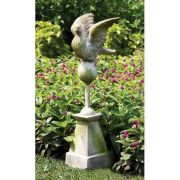 Dove Finial 24 Inch Fiber Stone Resin Indoor/Outdoor Statue/Sculpture
