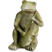 Frog Singing Jazz - Bass 15in. - Fiber Stone Resin - Outdoor Statue