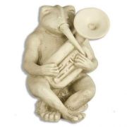 Frog Singing Jazz - Tuba 14in. - Fiber Stone Resin - Outdoor Statue