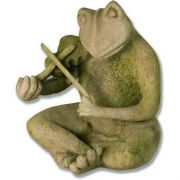 Frog Singing Jazz - Violin 14in. - Fiber Stone Resin - Outdoor Statue
