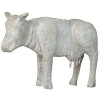 Garden Cow 16in. - Fiber Stone Resin - Indoor/Outdoor Garden Statue