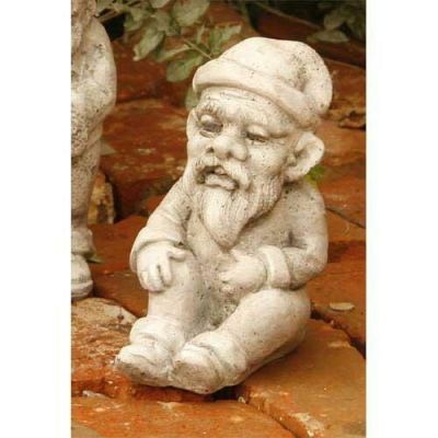 Gnome Sitting 8 In. Fiber Stone Resin Indoor/Outdoor Statue/Sculpture -  - FS8074