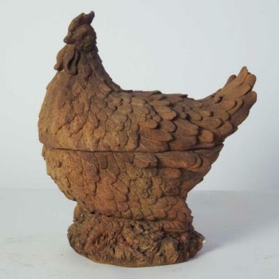 Hen Bowl - Fiber Stone Resin - Indoor/Outdoor Garden Statue/Sculpture -  - FS8533