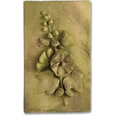 Hollyhock Plaque 18in. Fiber Stone Resin In/Outdoor Wall Mount Statue -  - FS7495