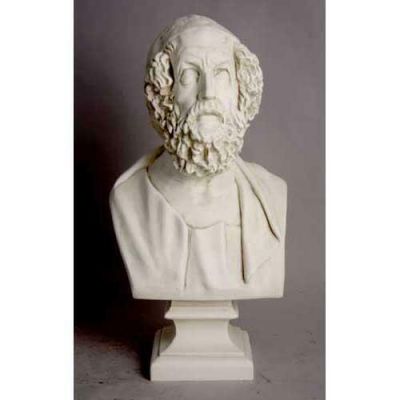 Homer Bust 22in. On Square Base - Fiberglass - Outdoor Statue -  - F170