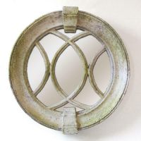 Laced Round Frame Mirror Fiber Stone Resin Outdoor Wall Mount Statue