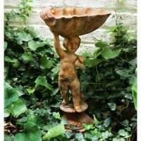 Lucca Child Birdbath 22in. - Fiber Stone Resin - Indoor/Outdoor Statue
