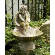 Meditating Birdbath 17in. - Fiber Stone Resin - Indoor/Outdoor Statue