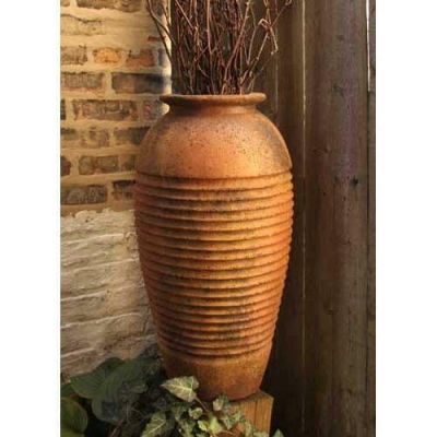 Mediterranean Urn 24in. Fiber Stone Resin Indoor/Outdoor Garden Statue -  - FSMG3