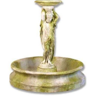 Mio Cherub Fountain 54in. Wide Fiber Stone Resin In/Outdoor Statue -  - FS8041