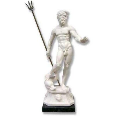 Neptune 12.5in. High - Carrara Marble Indoor/Outdoor Garden Statue -  - 100483