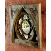 Oak Leaf Tracery Mirror Glass Fiber Stone Resin Indoor/Outdoor Statue