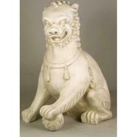 Oriental Foo Dog w/Left Paw Up - 35in. High Fiberglass Statue