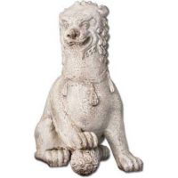 Oriental Foo Dog w/Right Paw Up 35in. High - Fiberstone - Statue