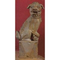 Oriental Foo Dog Xing Right 22in. - Fiberglass - Outdoor Statue