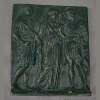Orpheus, Eurydice / Hermes 9x8in. Fiberglass Plaque Sculpture