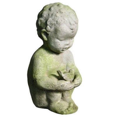 Pierre w/Bird Fiber Stone Resin Indoor/Outdoor Garden Statue/Sculpture -  - FS8632