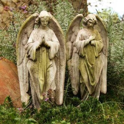 Prayer Of Angel Set 18in. High - Fiber Stone Resin - Outdoor Statue -  - FS064