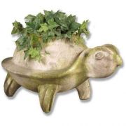 Primitive Turtle Pot 14in. Fiber Stone Resin Indoor/Outdoor Statue
