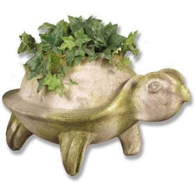 Primitive Turtle Pot 14in. Fiber Stone Resin Indoor/Outdoor Statue -  - FS8018