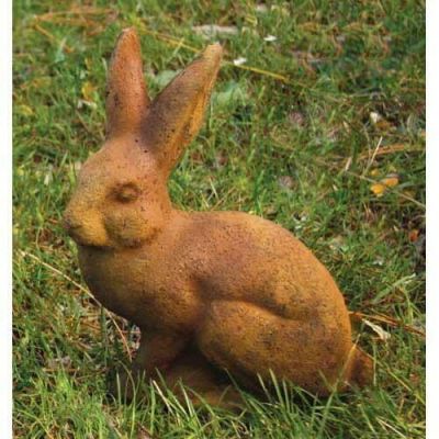 Rabbit w/Upright Ears 9in. Fiber Stone Resin Indoor/Outdoor Statue -  - FS0143