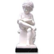 Reading Putto 12in. High - Carrara Marble Indoor Statue