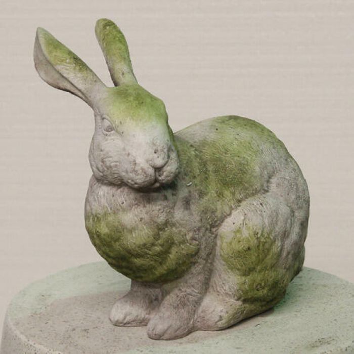Regal Rabbit Fiber Stone Resin Indoor, Outdoor Garden Rabbit Statues