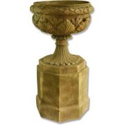 Regency Urn On Riser Pedestal 46in. - Fiber Stone Resin - Statue