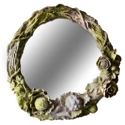 Rose Wreath Mirror - Fiber Stone Resin - Indoor/Outdoor Garden Statue -  - FS8678