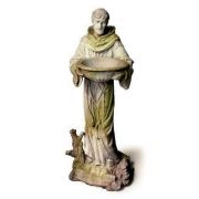 Saint Francis w/Bowl Fiber Stone Resin Indoor/Outdoor Garden Statue