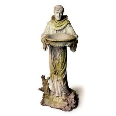 Saint Francis w/Bowl Fiber Stone Resin Indoor/Outdoor Garden Statue -  - FS8702