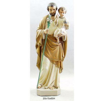 Saint Joseph w/Child & Lily 65in. Fiberglass Indoor Church Statue -  - F6739RLC