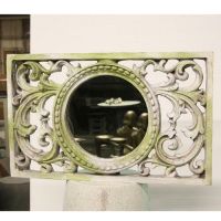 Scroll Work Frame w/Mirror - Fiber Stone Resin - Indoor/Outdoor Statue