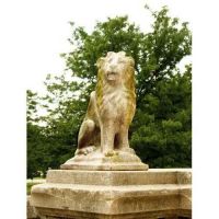 Sitting Lion Right 24in. - Fiber Stone Resin - Indoor/Outdoor Statue
