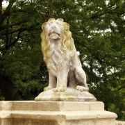 Sitting Lion Left 24in. - Fiber Stone Resin - Indoor/Outdoor Statue