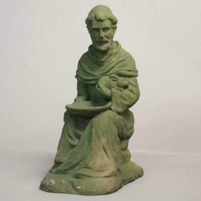 Sitting Saint Francis w/Rabbit Fiber Stone Resin In/Outdoor Statue -  - FS8714