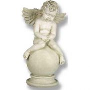 Sleepy Angel Cherub w/Wings 19in. High Fiber Stone In/Outdoor Statue