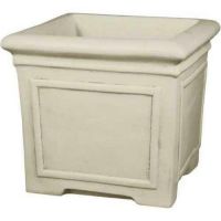 Square Pot With Lines 24.5x21in. - Fiberglass - Outdoor Statue