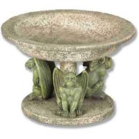 Three Gargoyle Urn Large 4.5in. - Fiber Stone Resin - Outdoor Statue
