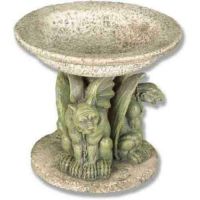 Three Gargoyle Urn Small 4in. - Fiber Stone Resin - Outdoor Statue