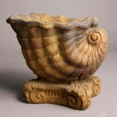 Triton Planter Seashell Large - Fiber Stone Resin - Outdoor Statue -  - FS60249