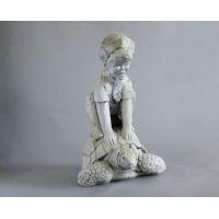 Turtle Rider 14in. - Fiber Stone Resin - Indoor/Outdoor Garden Statue