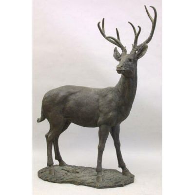 White Tail Deer 64in. Fiber Stone Resin Indoor/Outdoor Garden Statue -  - FSO677